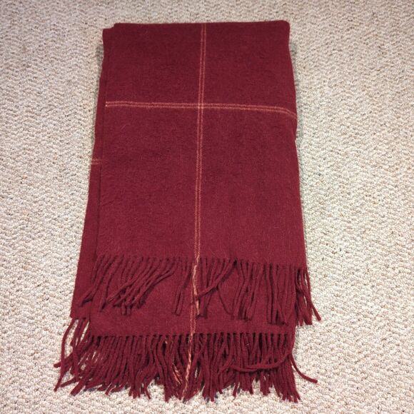 Tumi Peruvian Link  Alpaca Collection Wool Throw Blanket Red Stripe Fringe - Picture 1 of 4